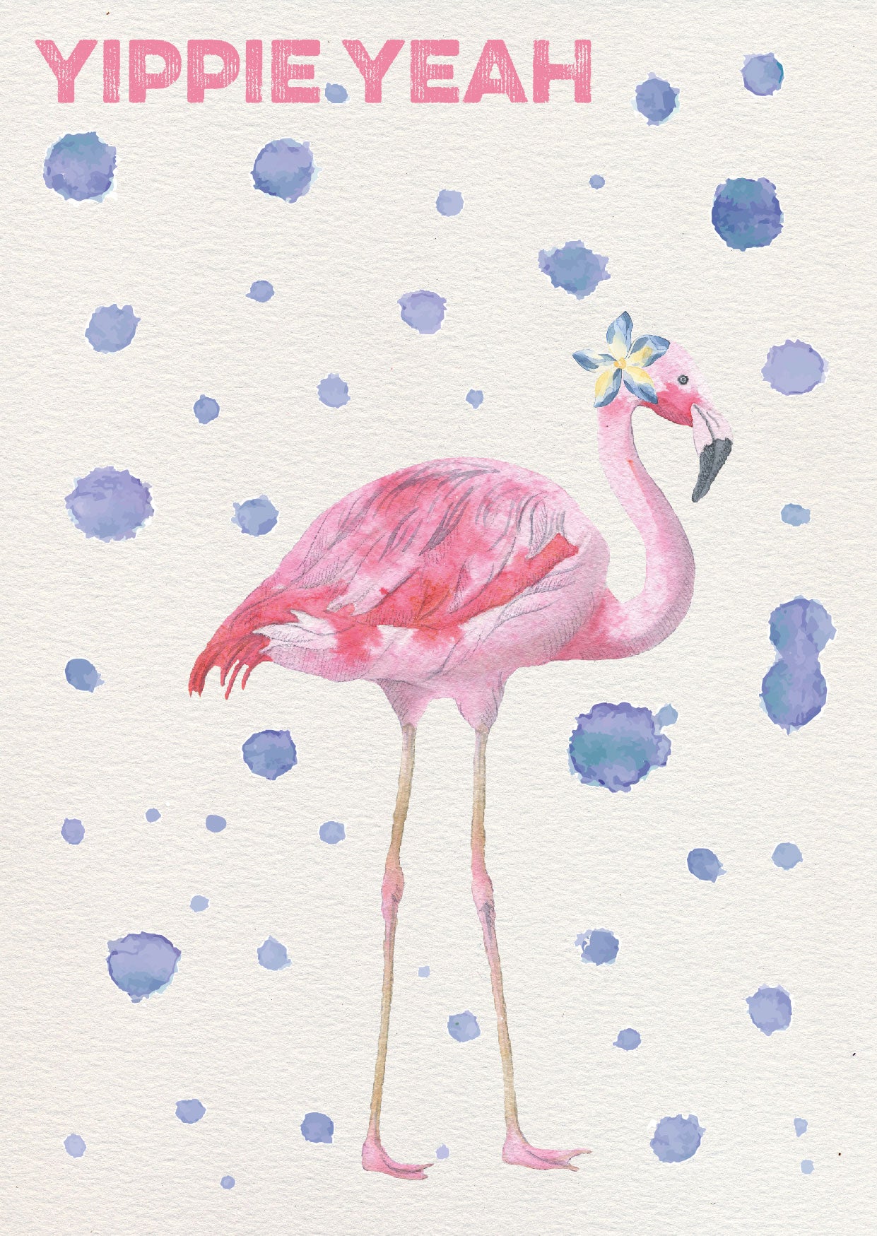 yippie yeah - postcard on cardboard