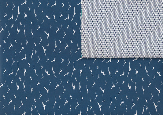 Bird and circles navy gift wrap (double sided)