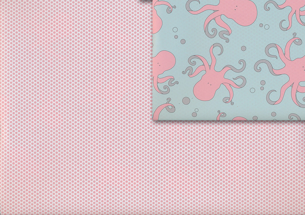 Octopus and dots pink gift wrap (double sided)