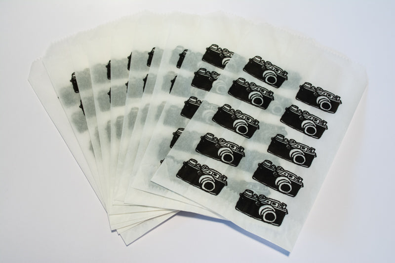 Sacs en papier avec des caméras