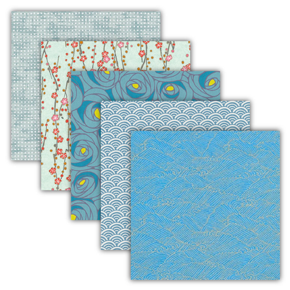 Origami Set Chiyogami blue