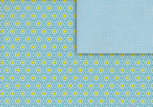 Cercles et papier cadeau bleu filet (double face)