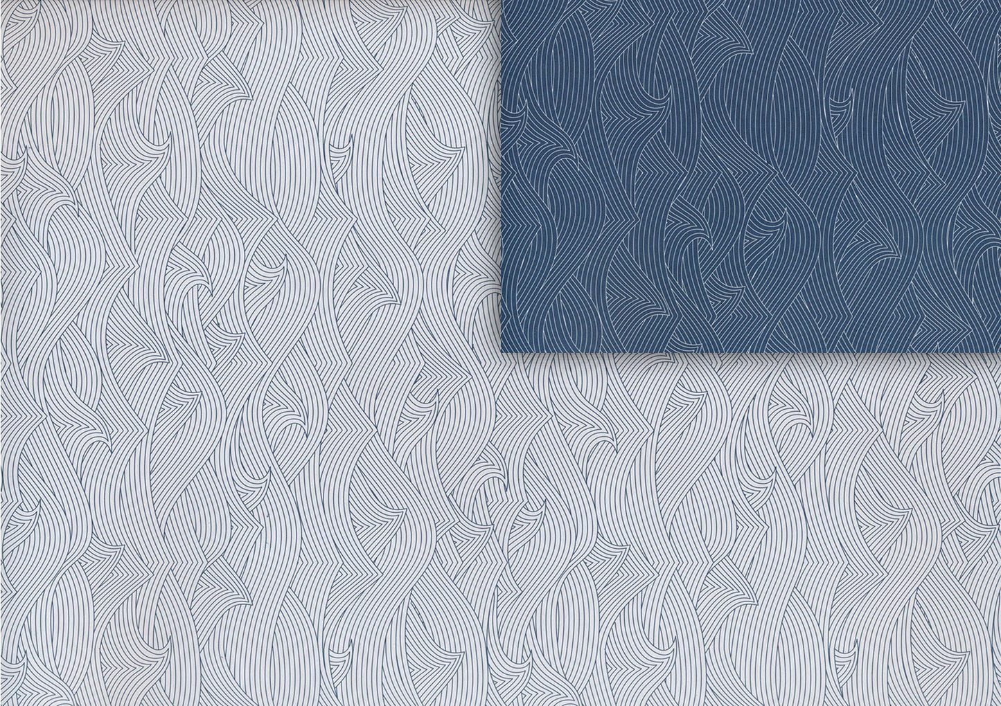 papier cadeau vague blanc et bleu (double face)