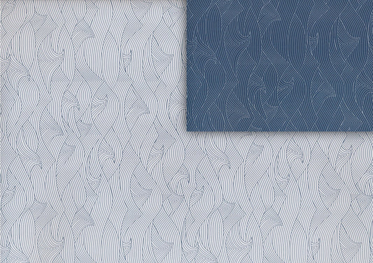 papier cadeau vague blanc et bleu (double face)