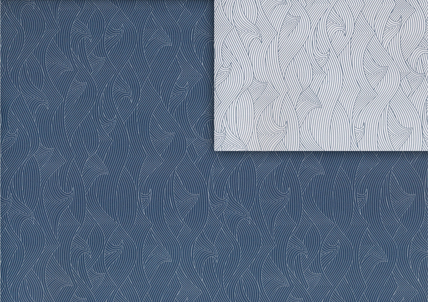 papier cadeau vague blanc et bleu (double face)