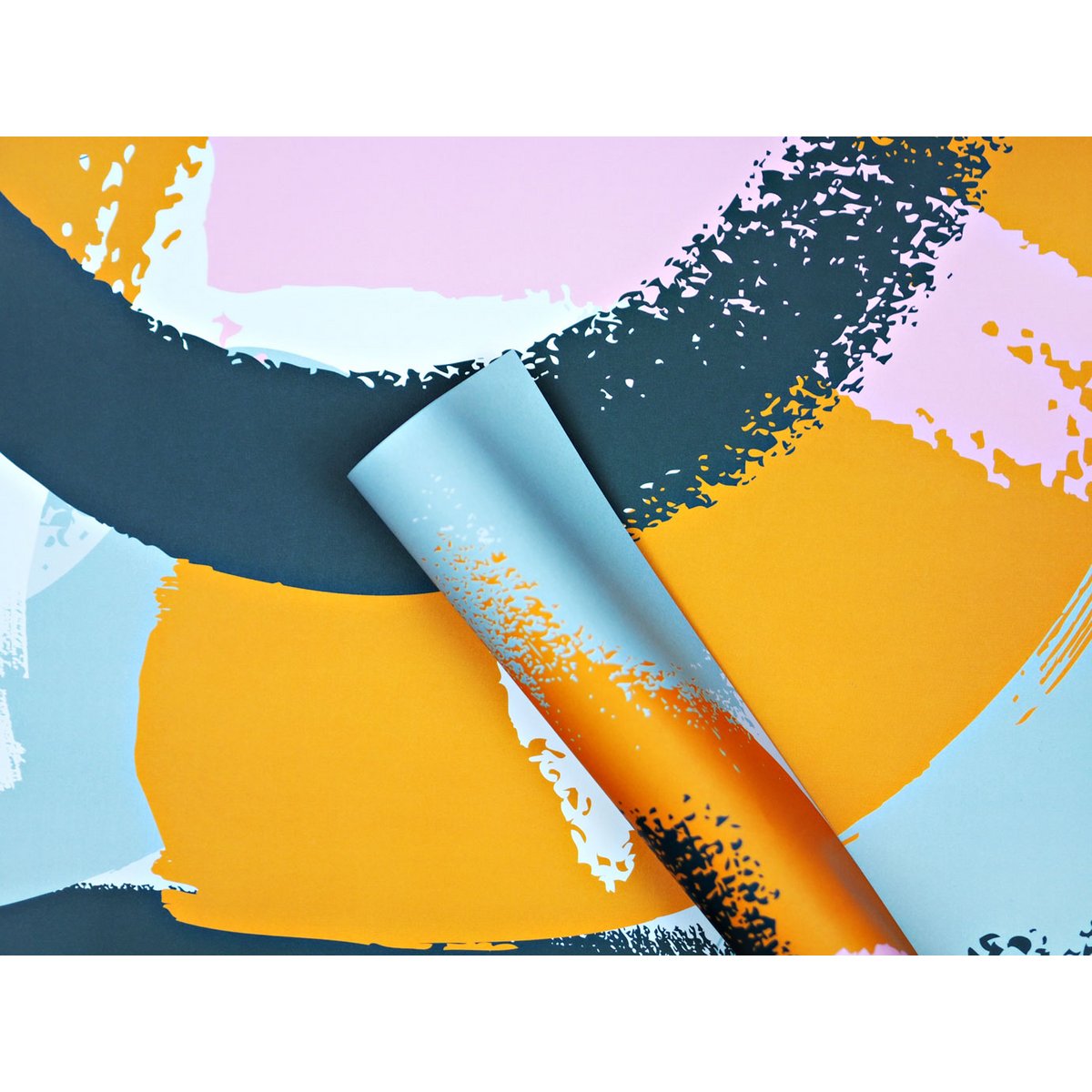 Emballage cadeau tourbillons de moutarde rose