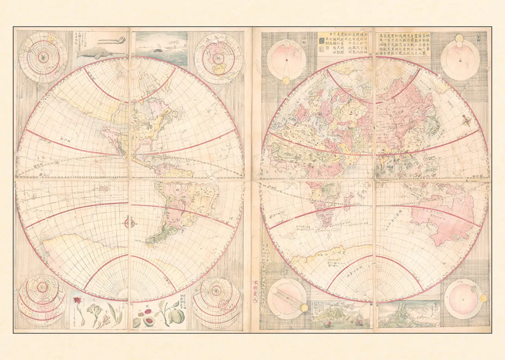 Carte du monde japonaise vintage