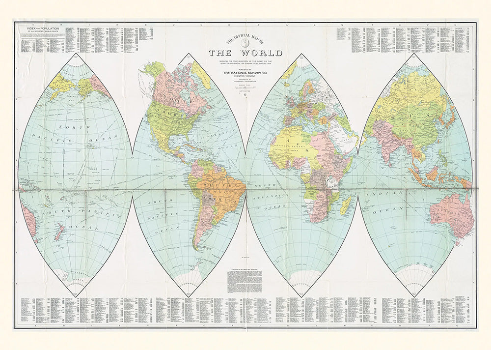 Projection de la peau d'orange sur la carte du monde