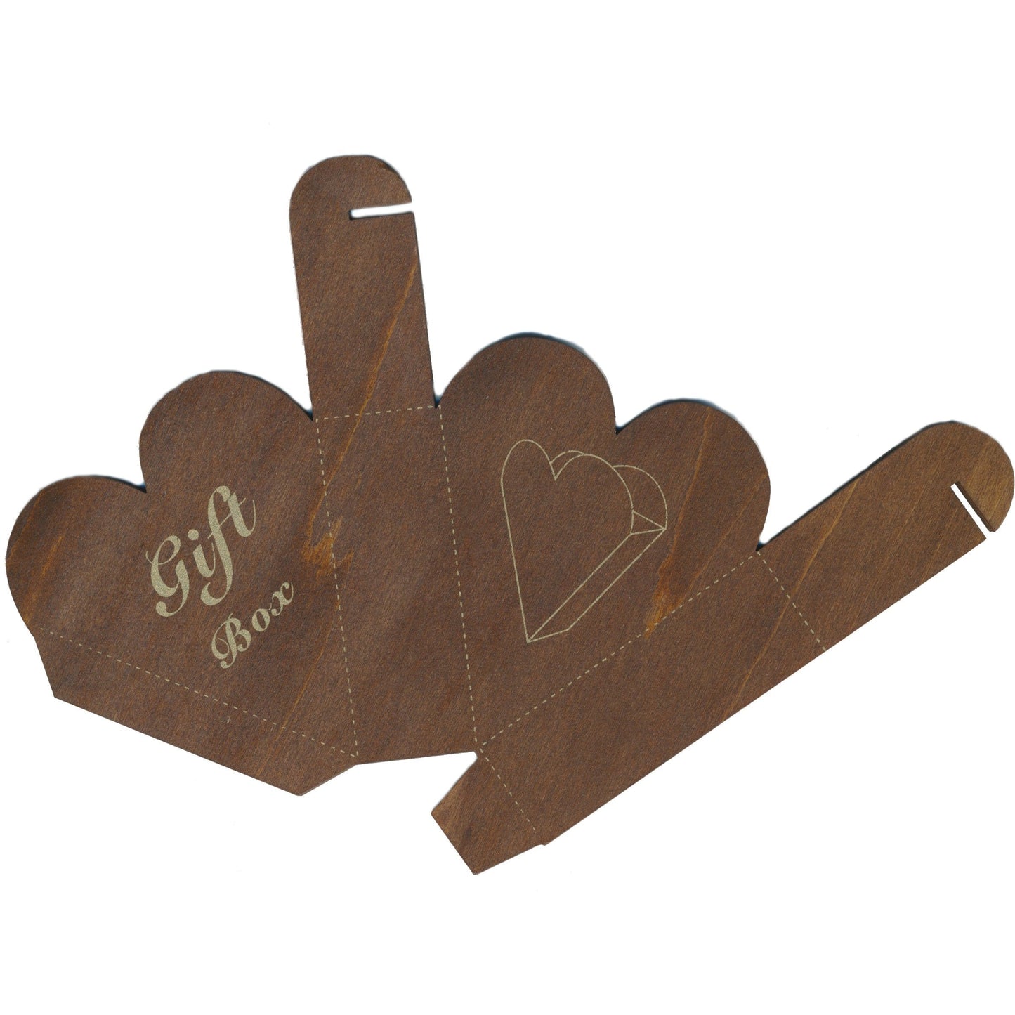 Folding Template Heart Gift Box - ollilypaperware