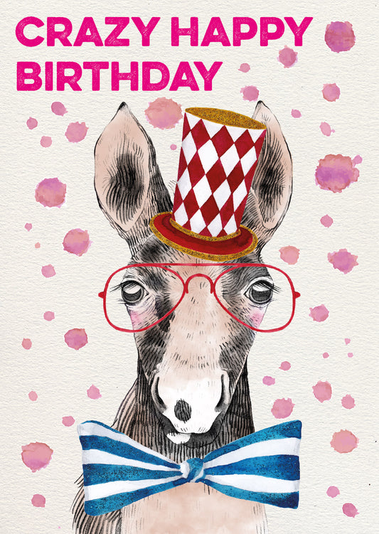 Joyeux anniversaire fou - carte postale sur carton