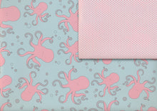 Laden Sie das Bild in den Galerie-Viewer, Octopus and dots pink gift wrap (double sided)