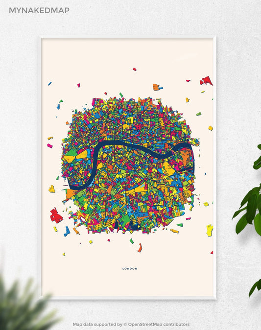 London United Kingdom Art Map, Vibrant European City Design
