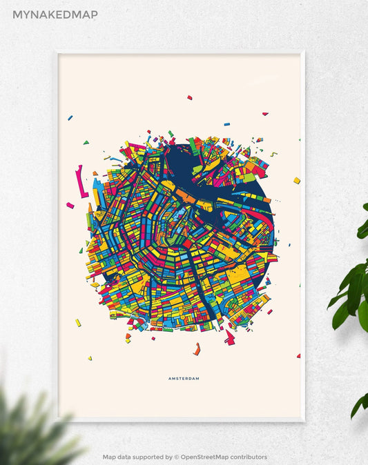Amsterdam Netherlands Art Map, Vibrant European City Design