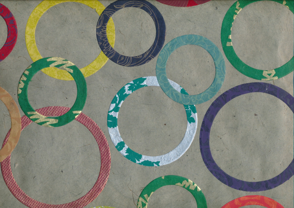 Collage de papier Lokta cercles sur fond gris