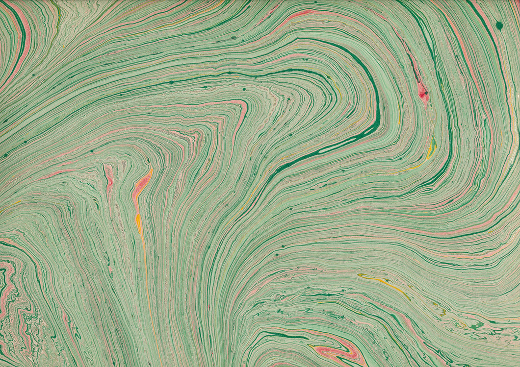 Jute Paper marbled green with red 137