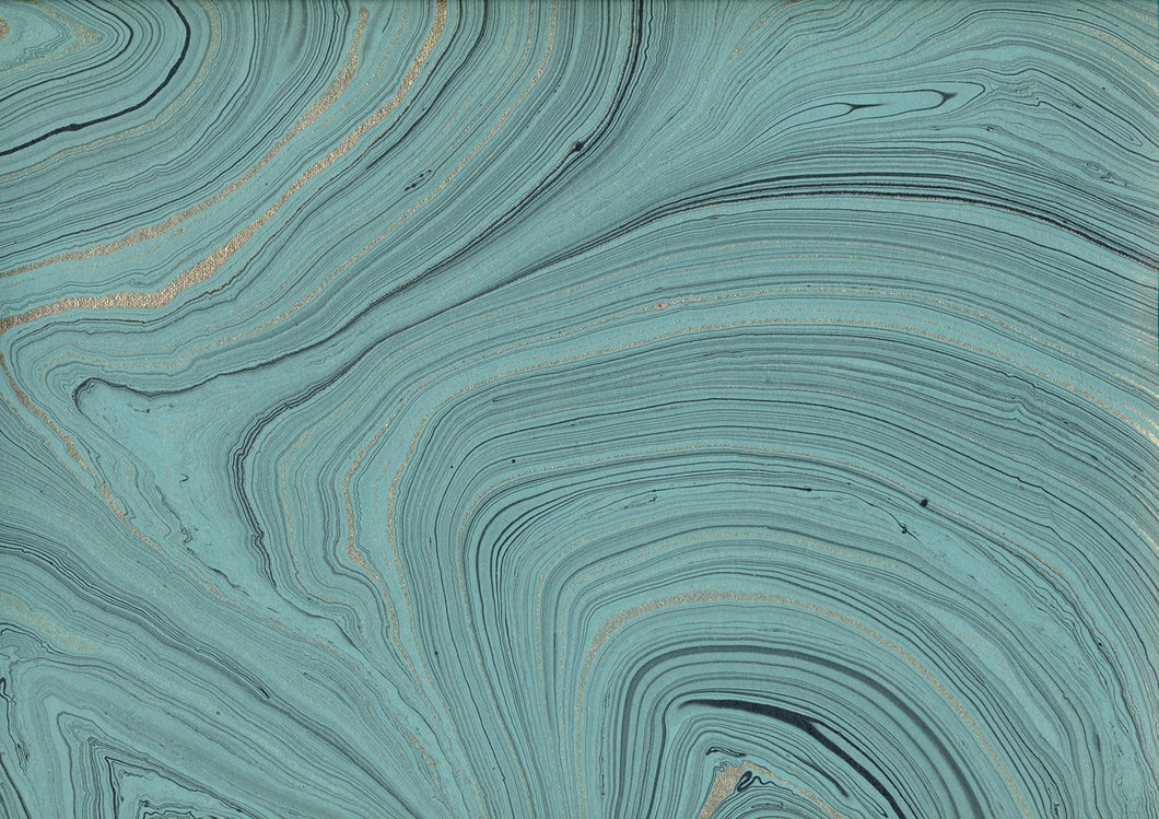 Jute Paper marbled teal 01