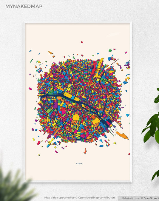 Paris France Art Map, Vibrant European City Design
