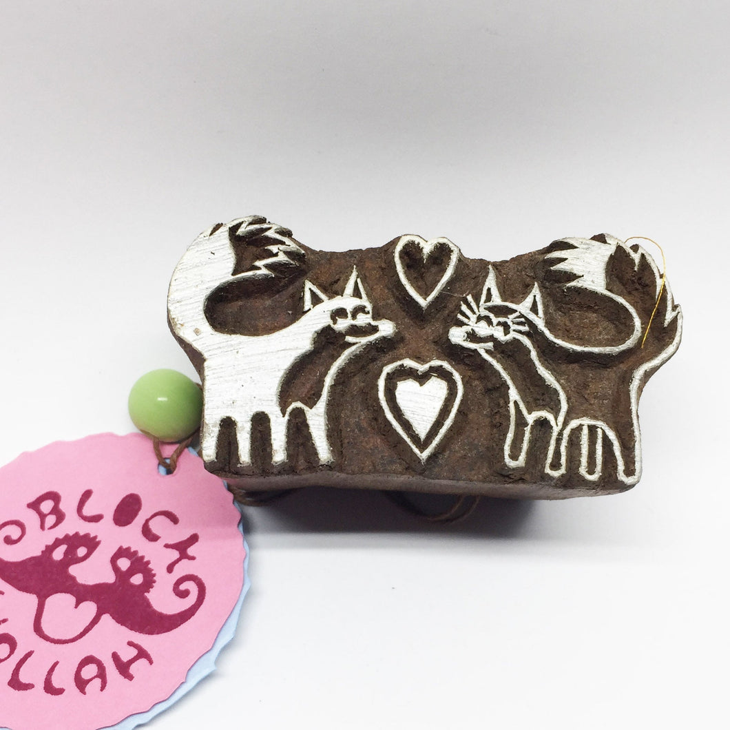 Wooden stamp fox couple
