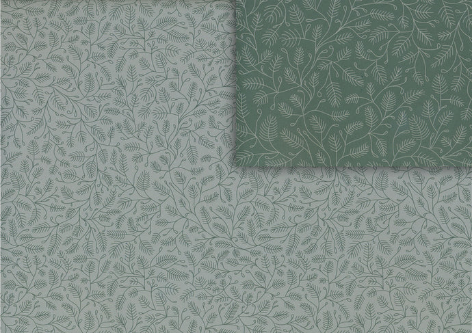 Branches green gift wrap (double sided)