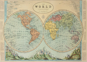 Hemisphere World Map Poster - ollilypaperware